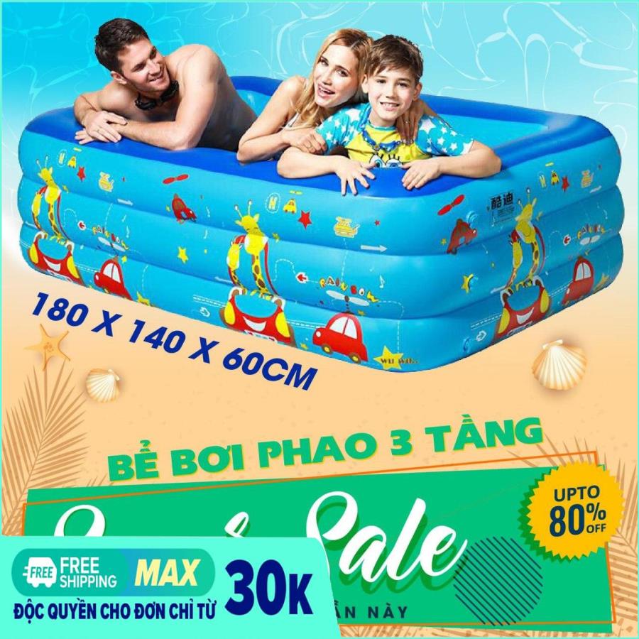 be boi cho be khuyen mai-Bể bơi phao trong nhà - gia đình, hồ bơi cỡ lớn 180*140*60cm, bể bơi gia đình giá rẻ, bể bơi phao cho bé (Màu ngẫu nhiên)