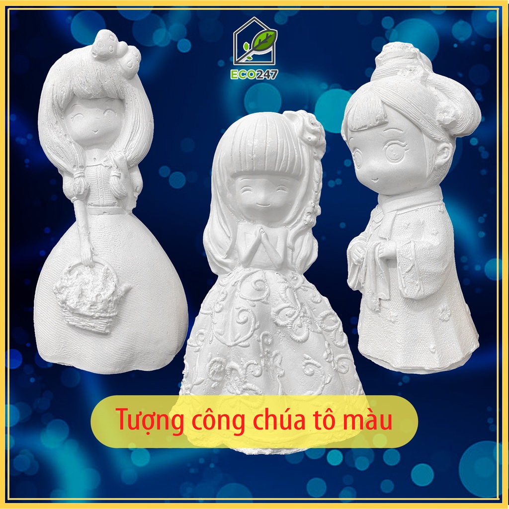 Tượng tô màu công chúa cỡ lớn, tượng thạch cao tô màu cho bé, tượng thiếu nữ công chúa hoàng tử - Eco247