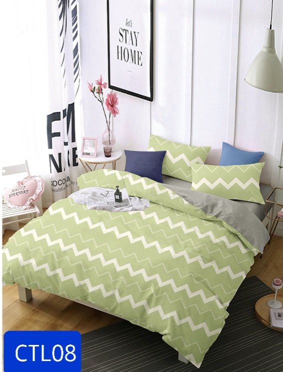 Bộ chăn ga gối cotton lụa drap24 - ctl08