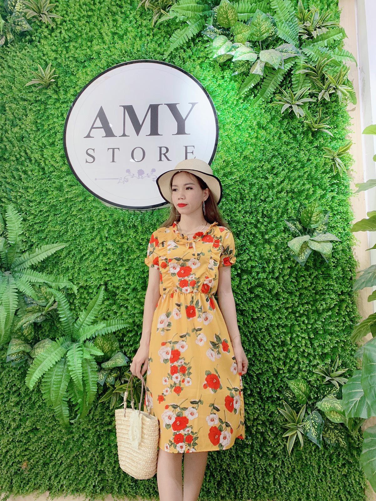 Đầm hoa váy hoa cột nơ dễ thương