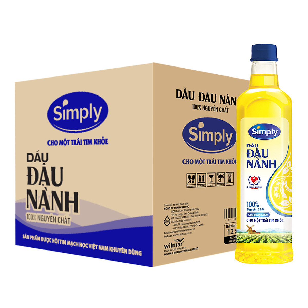 HSD 25.05.2024 Dầu đậu nành Simply Nguyên chất 1L - 1 Thùng 12 chai