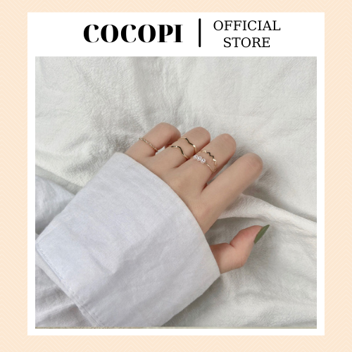 Set nhẫn, bộ nhẫn mix 5 chiếc phong cách Hàn Quốc Cocopi.accessories N003