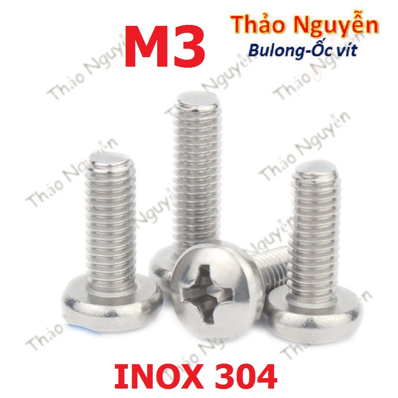 Vít pake đầu tròn inox 304 size m3 m4 10 con