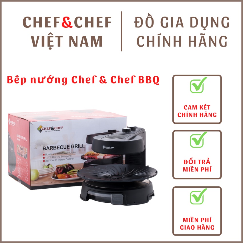 Bếp nướng BBQ 360 Chef & Chef Bếp nướng Chef & Chef BBQ hút khói hàn quốc không cần dầu mỡ chín đều và nhanh an toàn tiện lợi, bếp nướng, bếp nướng BBQ, BBQ, bếp nướng điện, bếp điện
