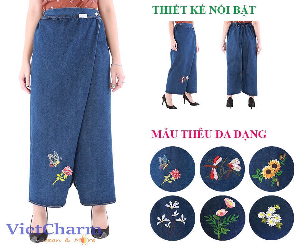 [HCM]Váy Quần chống nắng Jean 2 tà Váy và quần 2 trong 1 thông minh Vietcharm QCN03