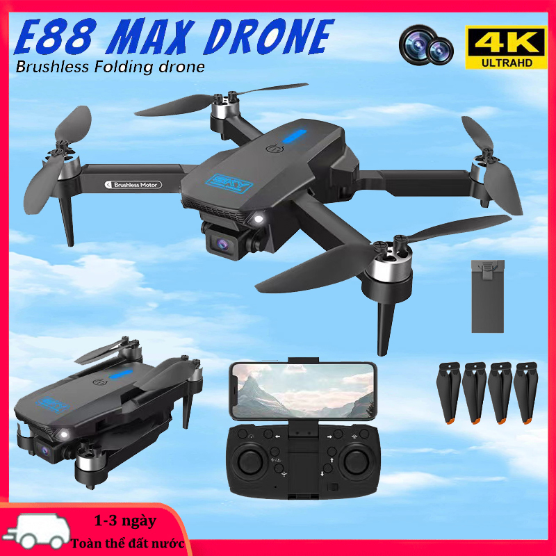 Máy Bay Flycam E88 MaxDrone camera trang bị camera kép 4kLai Cam Điều Khiển Từ XaThích hợp cho người mới tập luyện