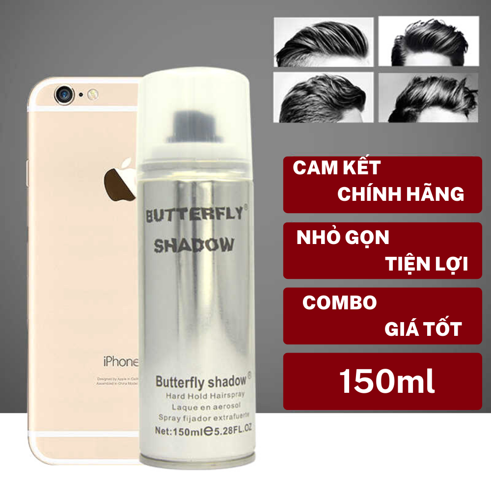 Gôm keo xịt tạo kiểu tóc nam nữ 150ml - - gôm xịt tóc butterfly shadow 150ml
