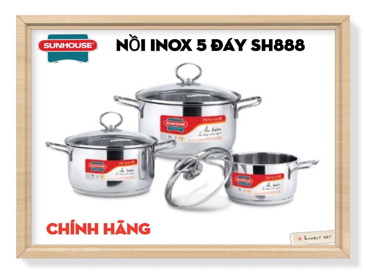Bộ nồi từ inox 3 đáy sunhouse sh888