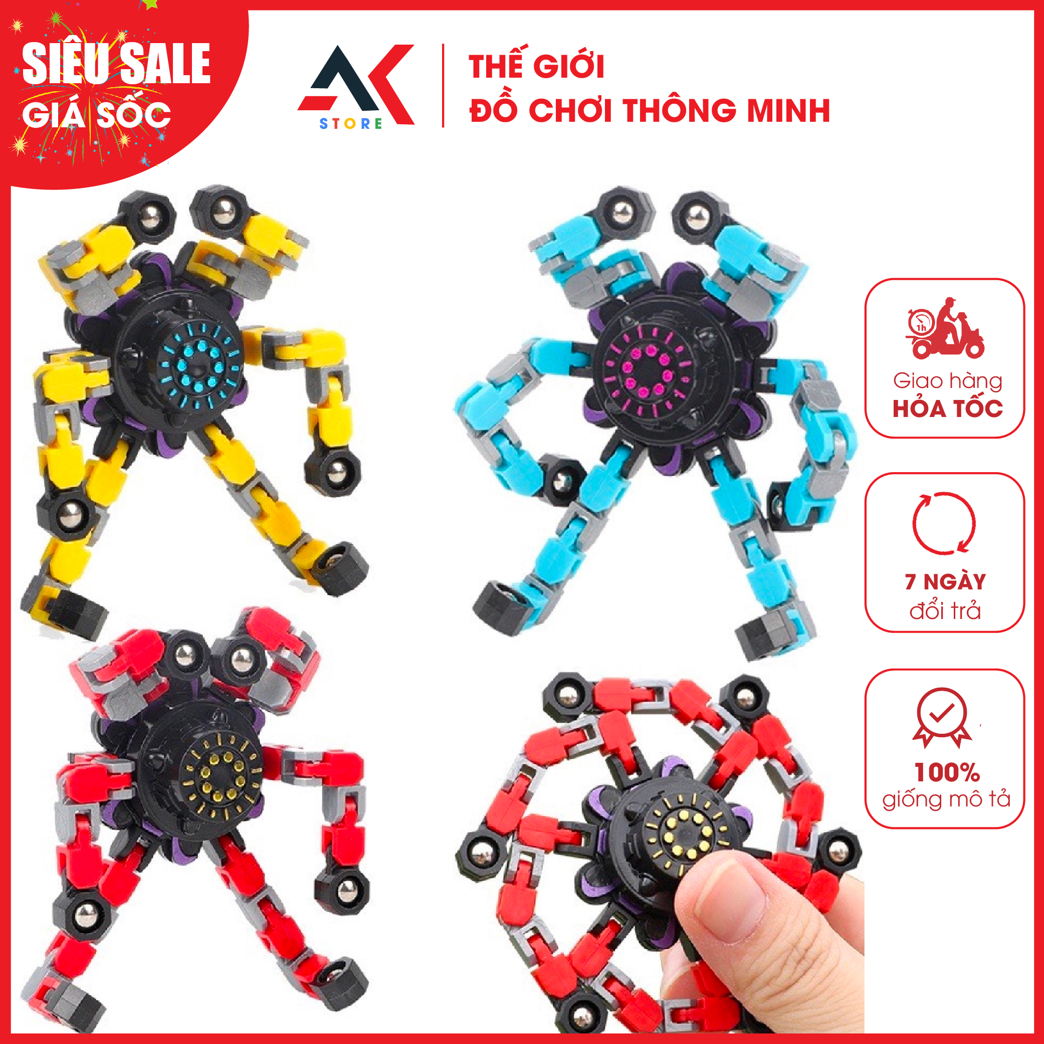 Đồ chơi con quay spinner robot con quay cơ khí đồ chơi robot biến hình thông minh cho bé