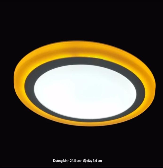 Đèn led ốp trần 24w tròn 2 màu 3 chế độ trắng ~ vàng.
