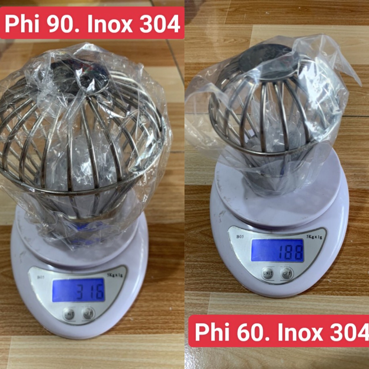 Quả cầu chắn rác inox 304 ống phi 60-90