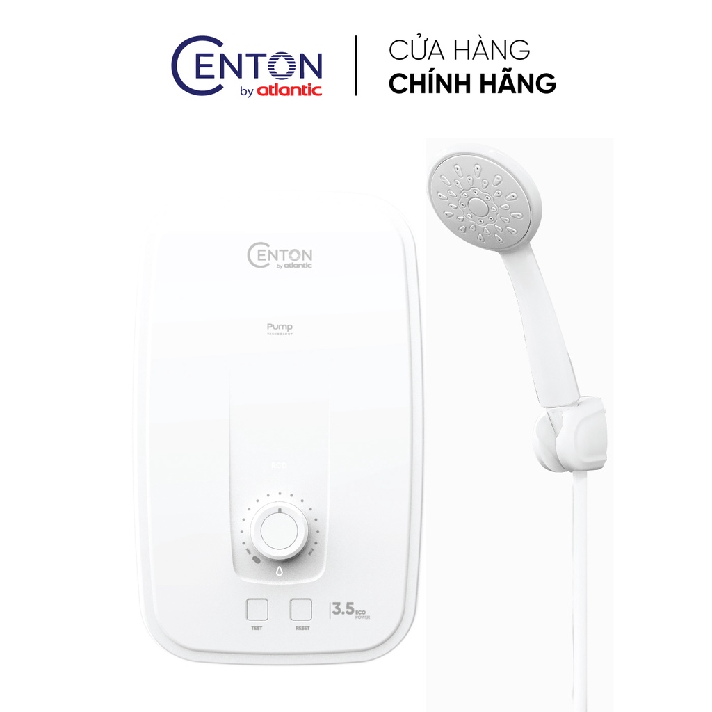 Máy nước nóng trực tiếp centon presto lite 3.5 kw 4.5kw có bơm không bơm, màu trắng, tay sen 1 chế độ