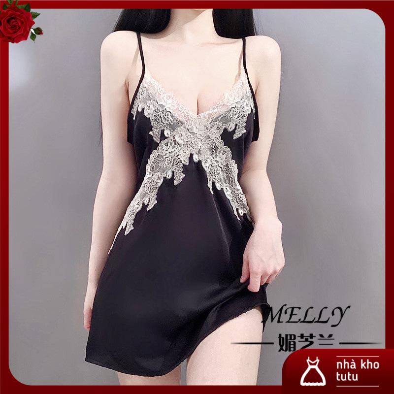 Đầm ngủ lụa mix ren xịn xò nhà kho tutu l239