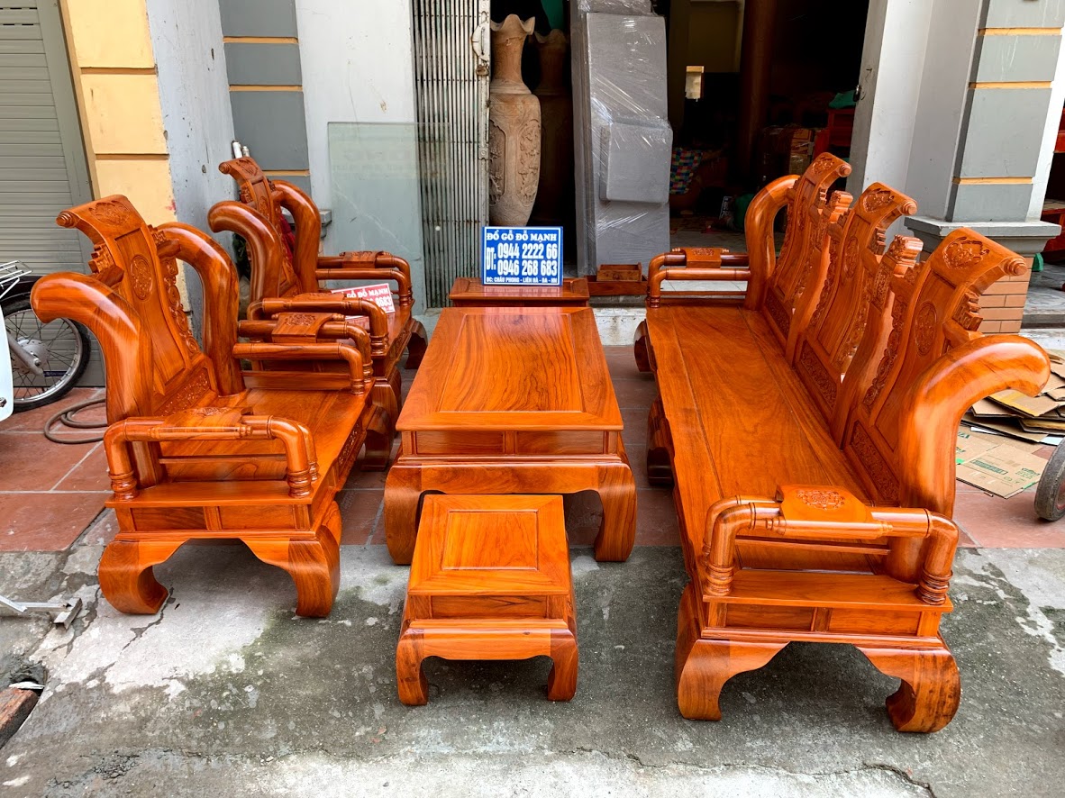 Bộ bàn ghế tần thủy hoàng gỗ gõ đỏ tay 12