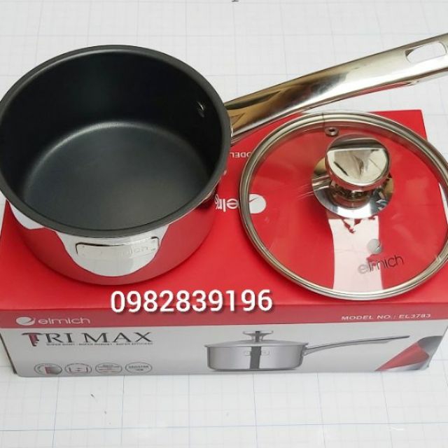 Quánh inox elmich trimax chống dính 14cm, quánh inox elmich 3783 đáy liền chống dính cao cấp