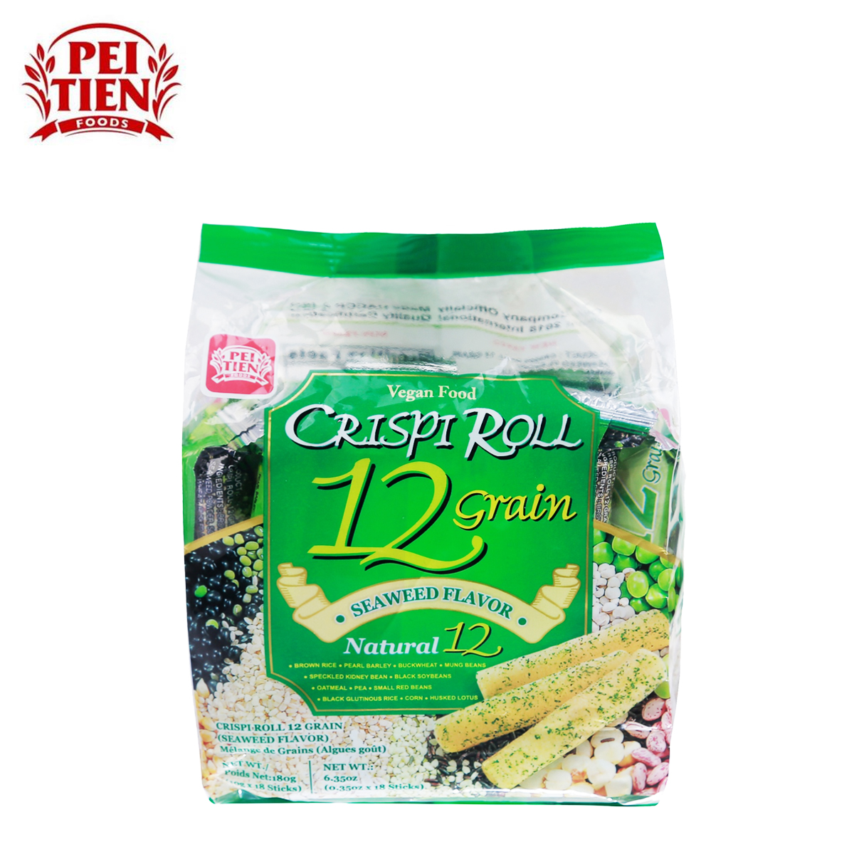 BÁNH DINH DƯỠNG 12 LOẠI NGŨ CỐC CRISPI ROLL VỊ RONG BIỂN PEI TIEN 180 GRAM