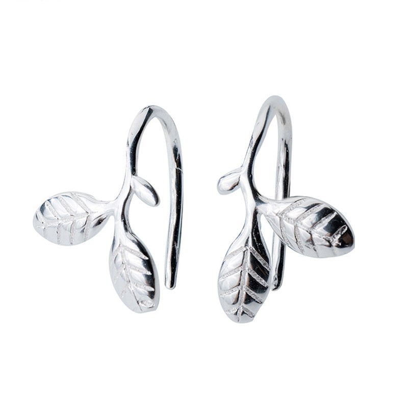 Khuyên tai bạc ý s925 hình chiếc lá non omzi jewelry - atj8012