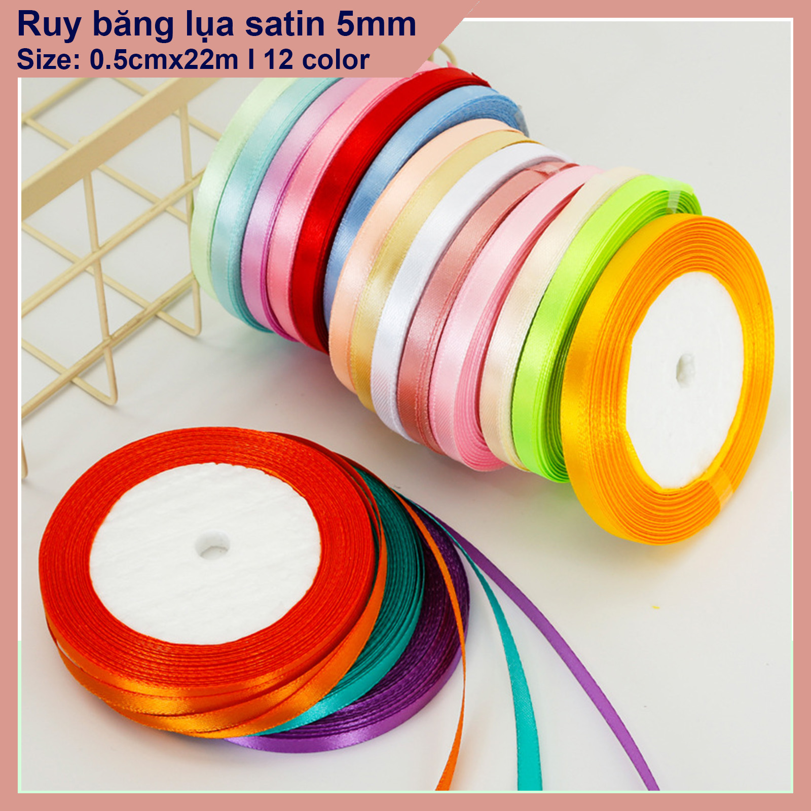 Ruy băng lụa 6mm , trang trí gói hoa, gói quà, làm đồ thủ công, handmade