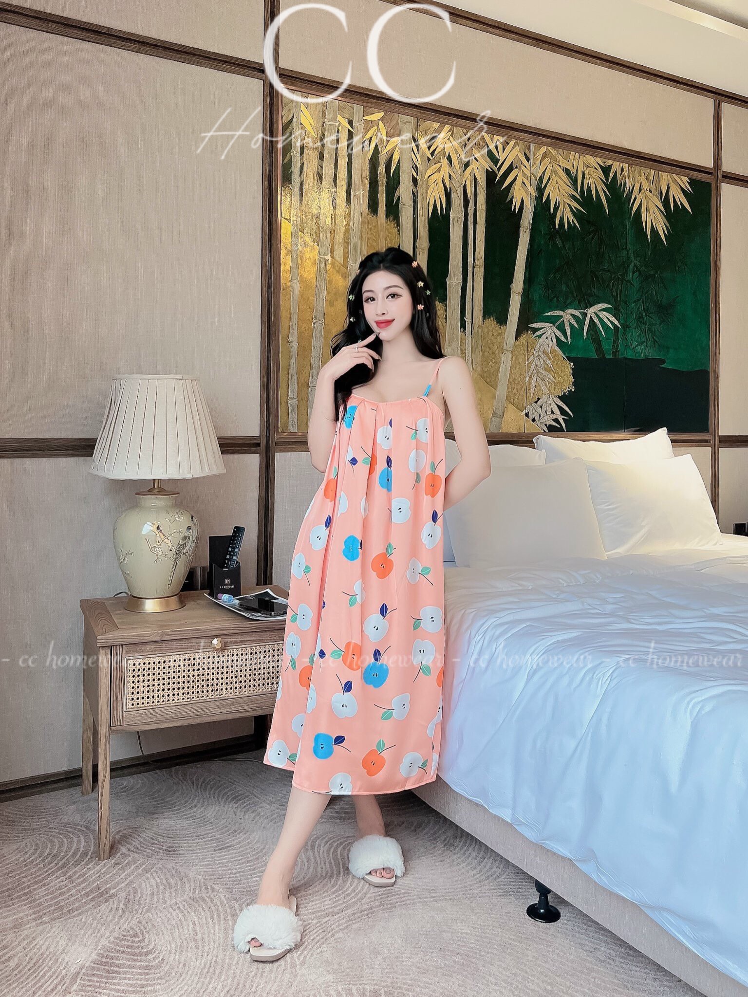 Đầm 2 dây xếp ly d2dxl_cc homewear
