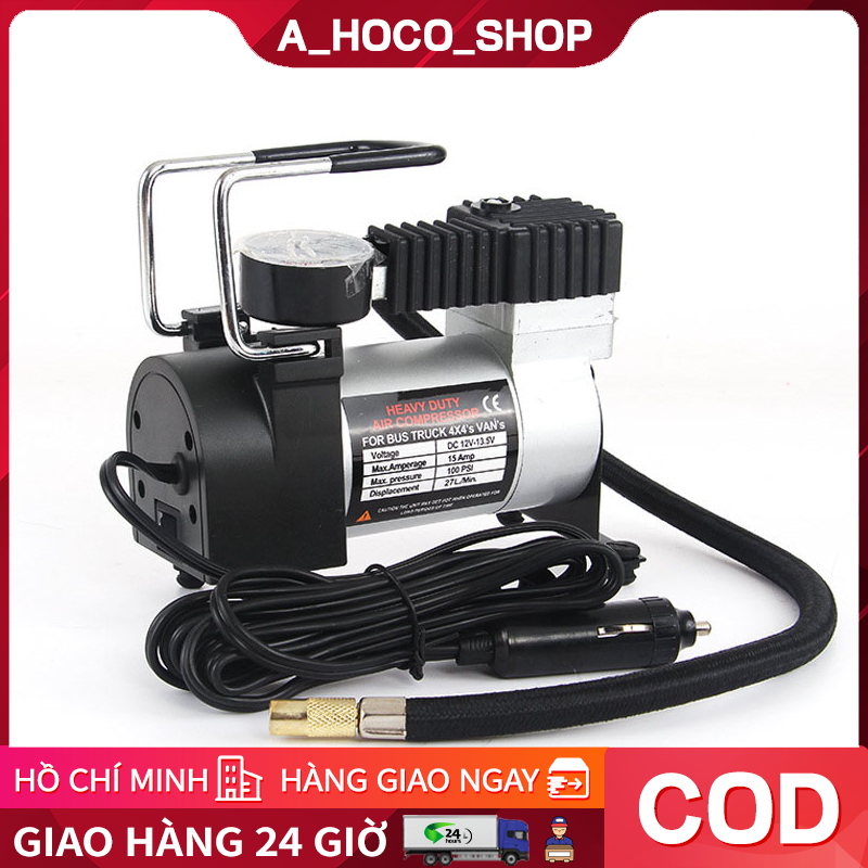 Máy Nén Khí Bơm Hơi Nén Khí Mini 12V bơm hơi ô tô bơm xe máy xe đạp bơm điện bơm lốp xe Trọng Lượng Nhẹ Tay Cầm Vững Chắc Chân Đế Chống Rung