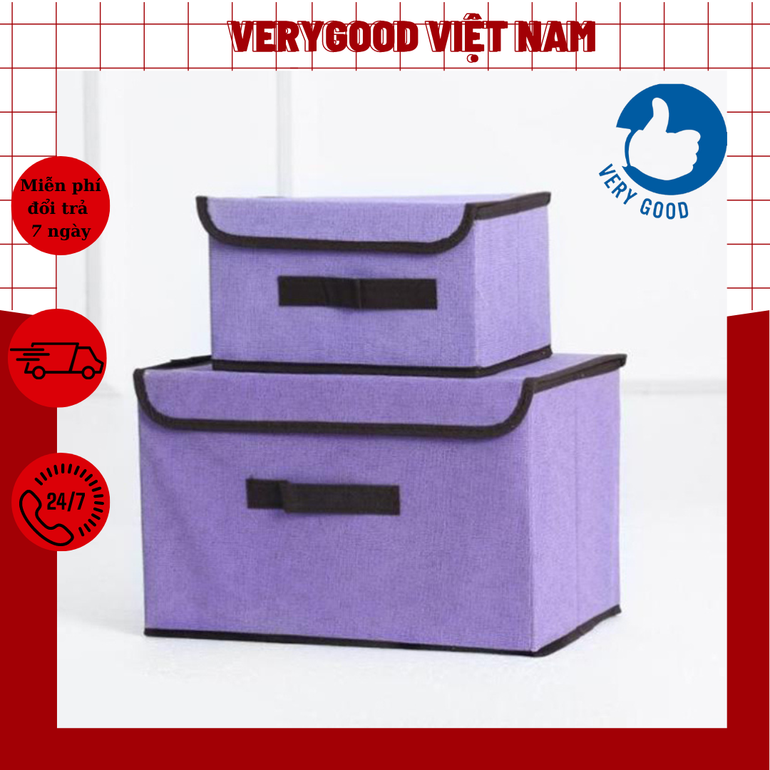 Hộp vải đựng quần áo hộp đựng chăn màn quần áo đồ chơi đa năng bằng vải combo 2 hộp cứng cáp verygood viet nam - hộp vải đựng đồ đa năng - hộp vải đựng đồ có nắp - thùng vải đựng đồ - thùng vải đựng quần áo