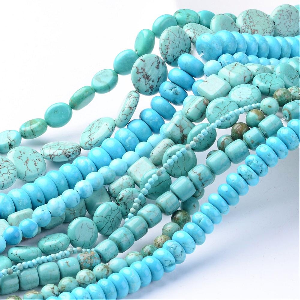 10Strand Natural Howlite Bead Strands Dyed & Heated Mixed Shapes Mixed