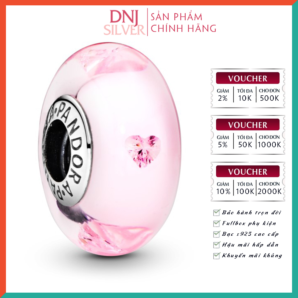 Charm bạc 925 cao cấp, hàng chuẩn bạc - Charm Pink Murano Glass thích hợp để mix vòng tay charm - DINH10