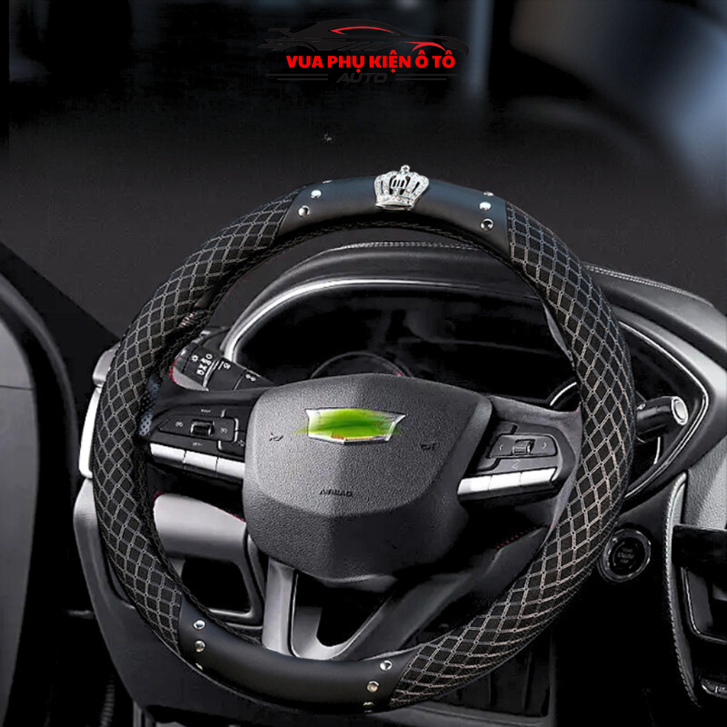 Bọc vô lăng ô tô đính đá Cao Cấp gắn Vương Miện