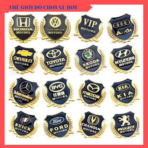 Bộ 2 logo bông lúa trang trí xe hơi