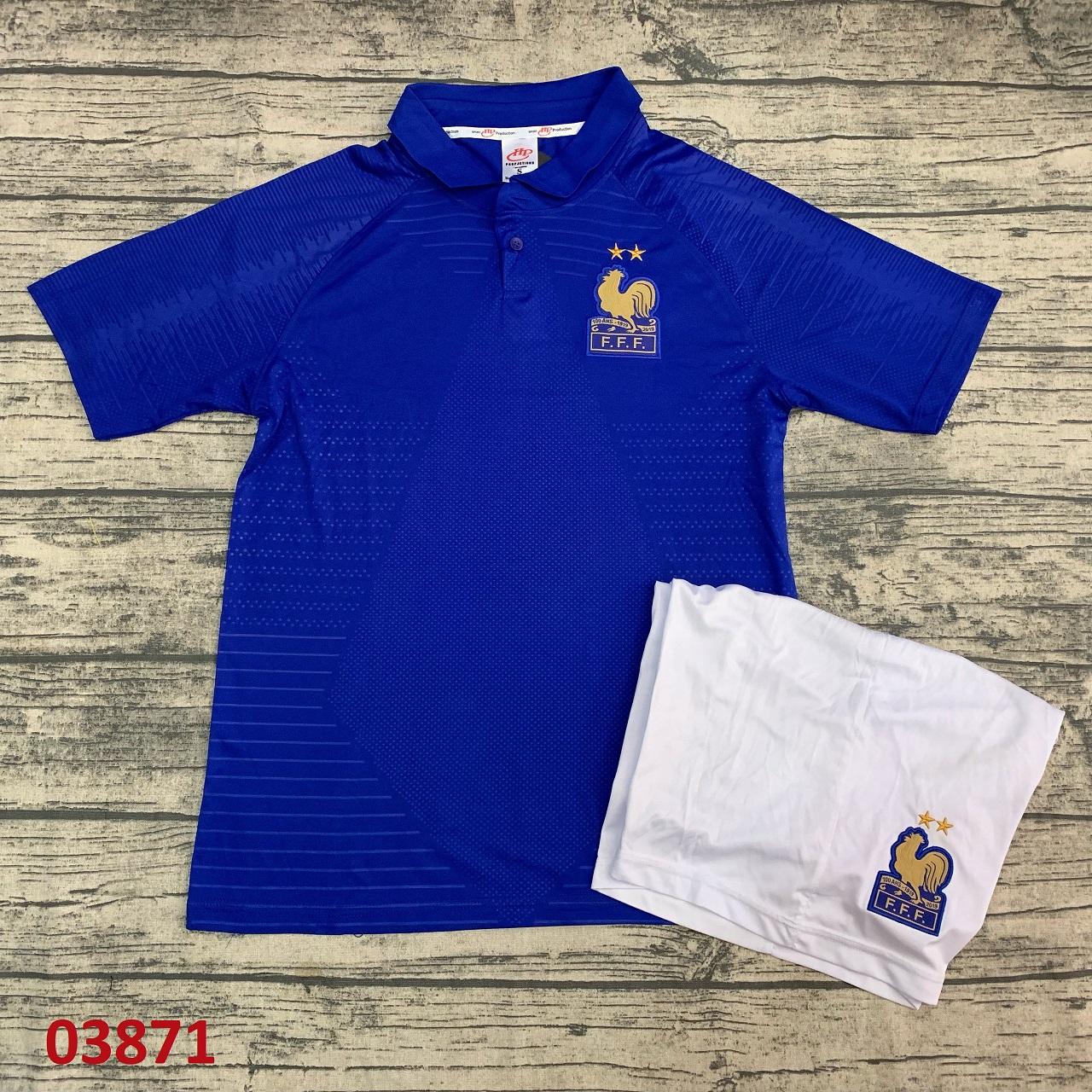 [HCM][EQUAL SHOP] Quần áo bóng đá Quần áo đá banh bộ đồ thể thao áo bóng đá trẻ trung năng động Mẫu Pháp 2 sao cổ trụ - xanh dương