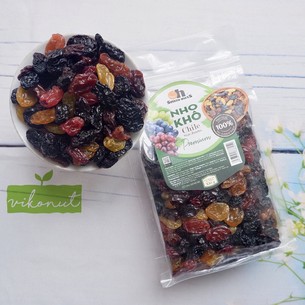 Nho Khô Mix Chile 3 màu chua ngọt không đường dòng thượng hạng size lớn - Chilean Raisins Jumbo Size