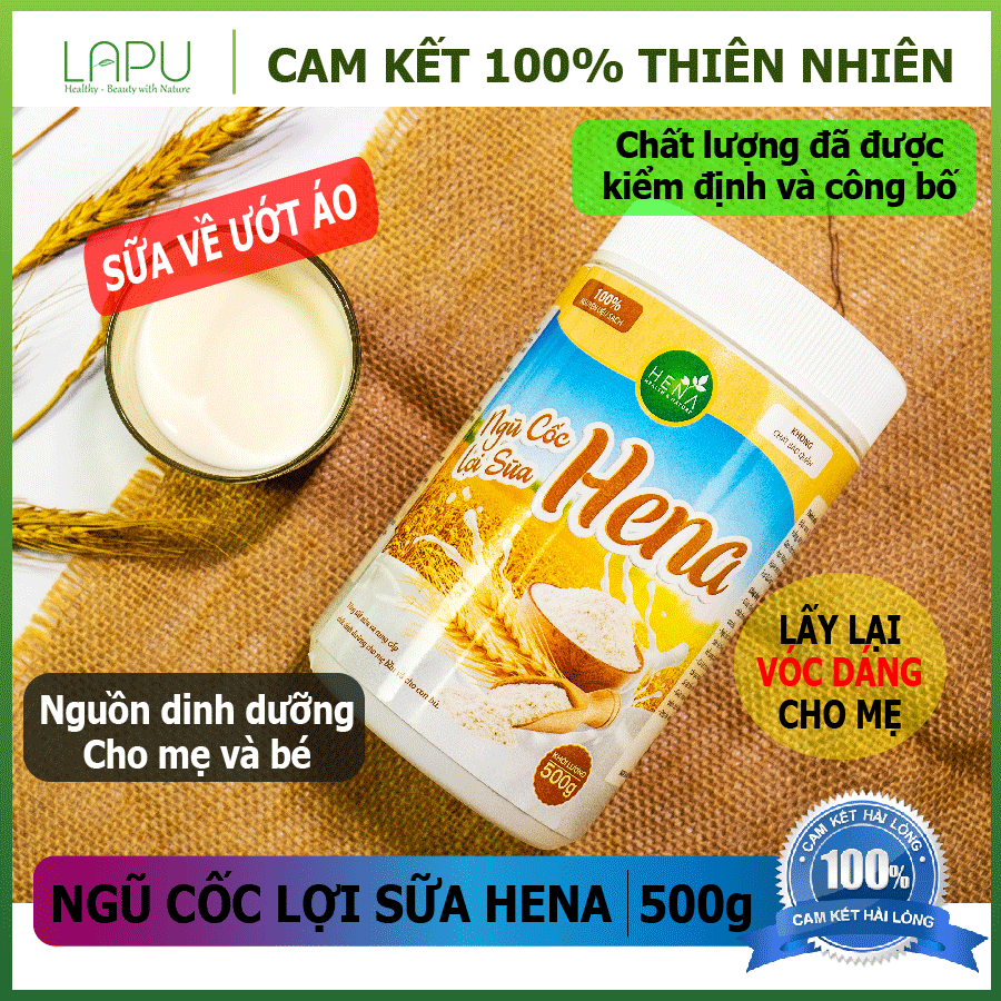 Ngũ Cốc Lợi Sữa, Ngũ Cốc Mẹ Sữa Hena 500g. 100% Nguyên Liệu Thiên Nhiên. Sữa Về Nhanh - Đặc Sau 3 Ngày