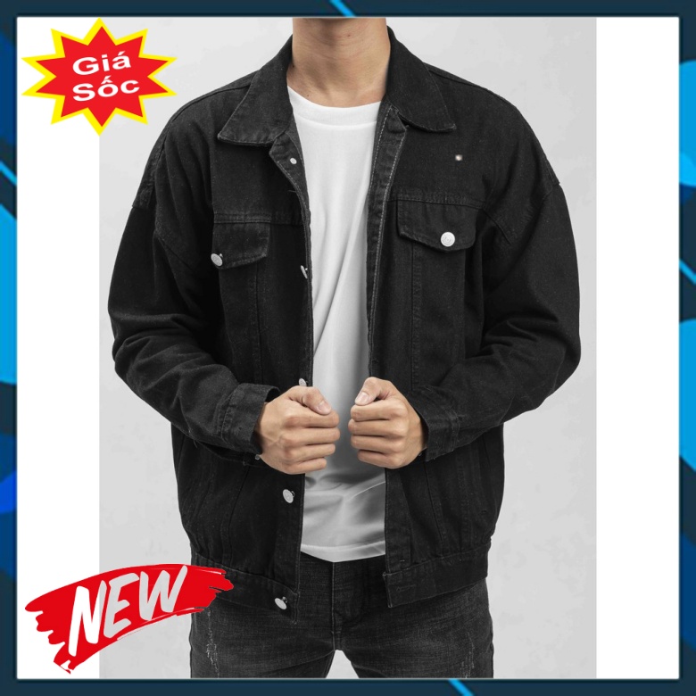 Áo khoác jean unisex nam nữ màu đen cá tính áo khoác bò ulzzang chống nắng