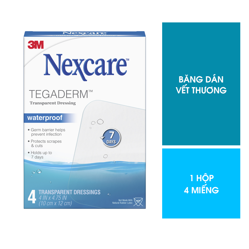 Gạc vô trùng trong suốt chống thấm nước Nexcare 3M H1626​​​​​​​, 10cm x 12cm, sản xuất tại Mỹ, 4 miếng/hộp (Giá 1 hộp)
