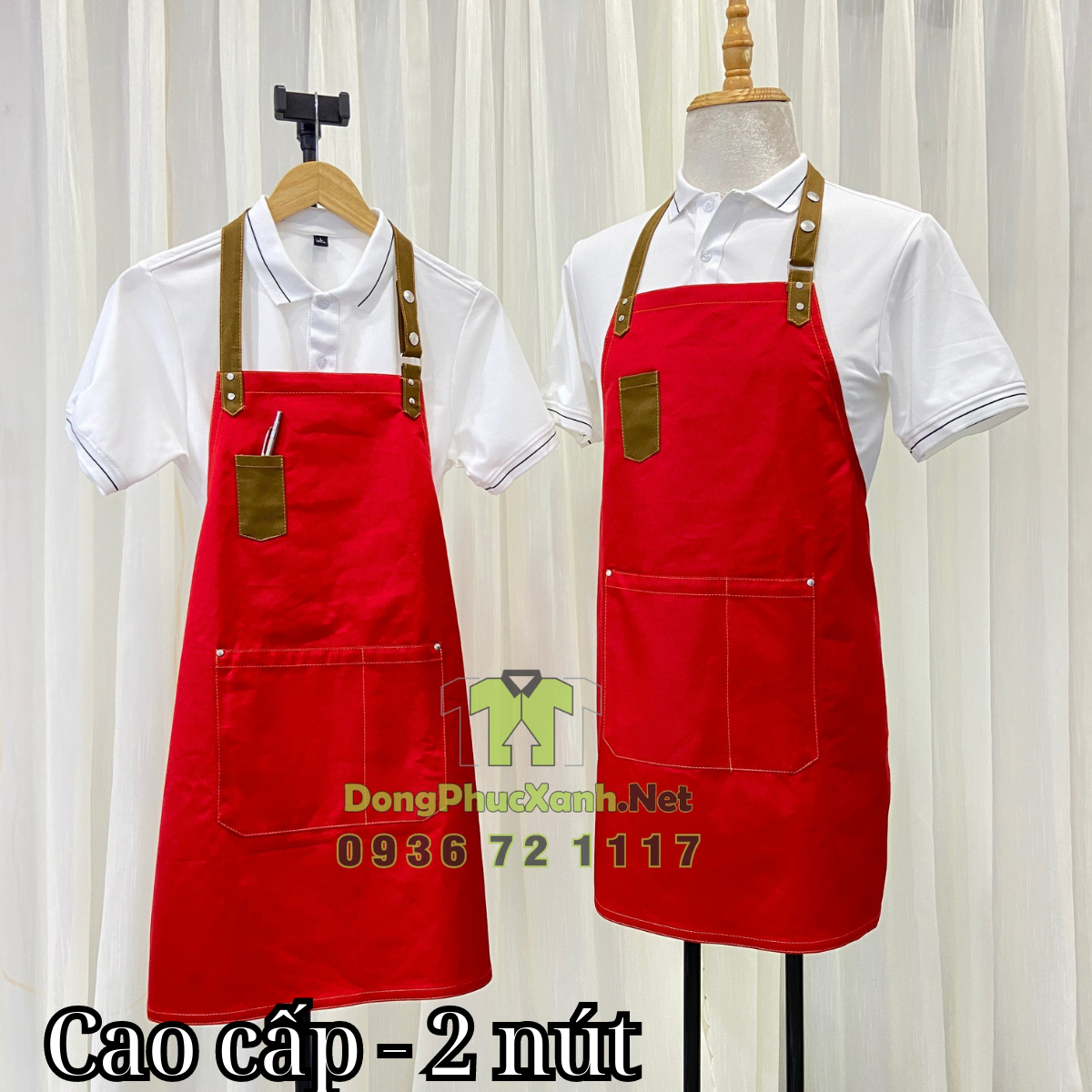 Tạp dề màu Đỏ Đô Hàng Cao Cấp