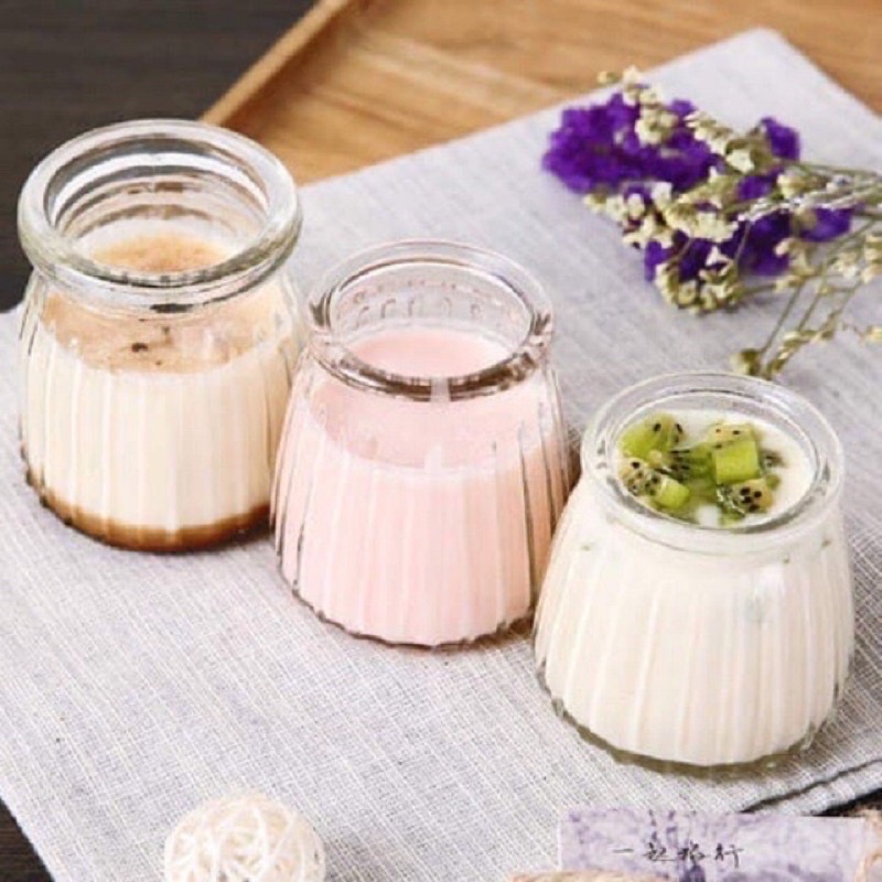 Hũ thủy tinh đựng yaourt 100ml - 120ml có nắp