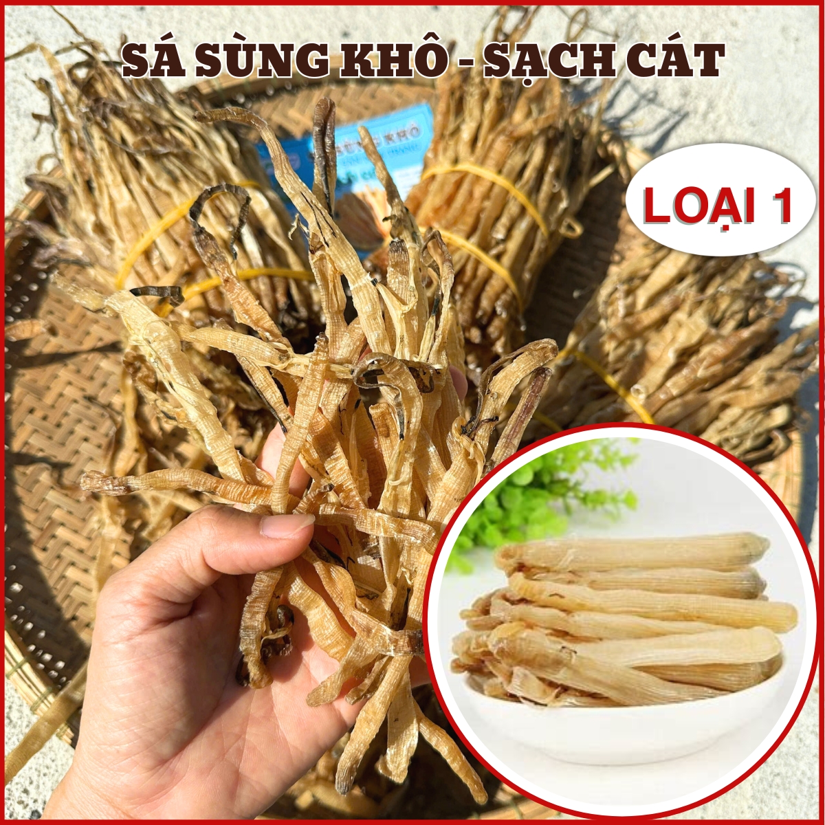 Sá sùng sạch cát (size trung} loại thượng hạng nha trang - sá sùng nấu phở ngon ngọt nước