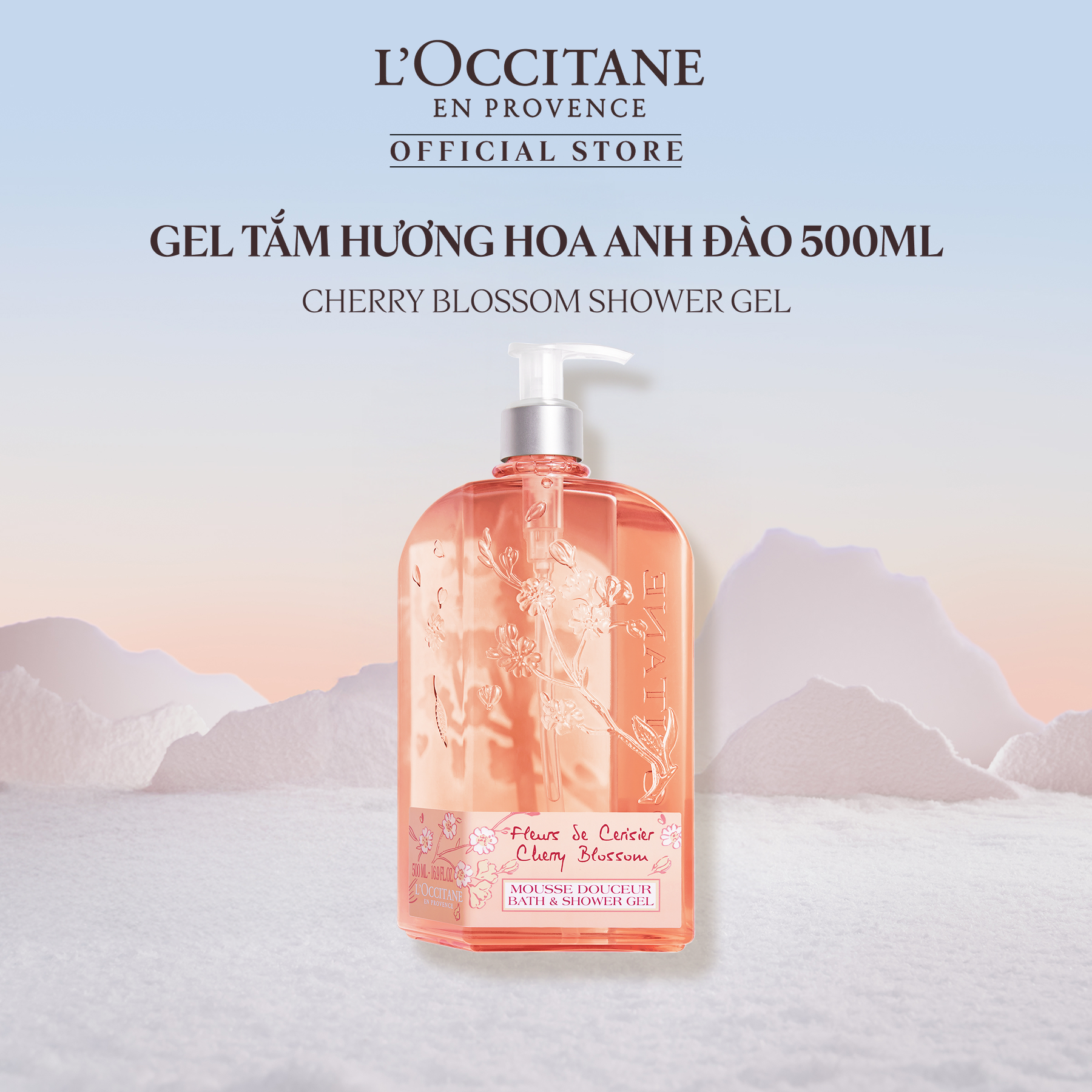   KOL  Gel Tắm Hương Hoa Anh Đào L'Occitane Cherry Blossom Bath & Shower Gel 250ml- 500ml 