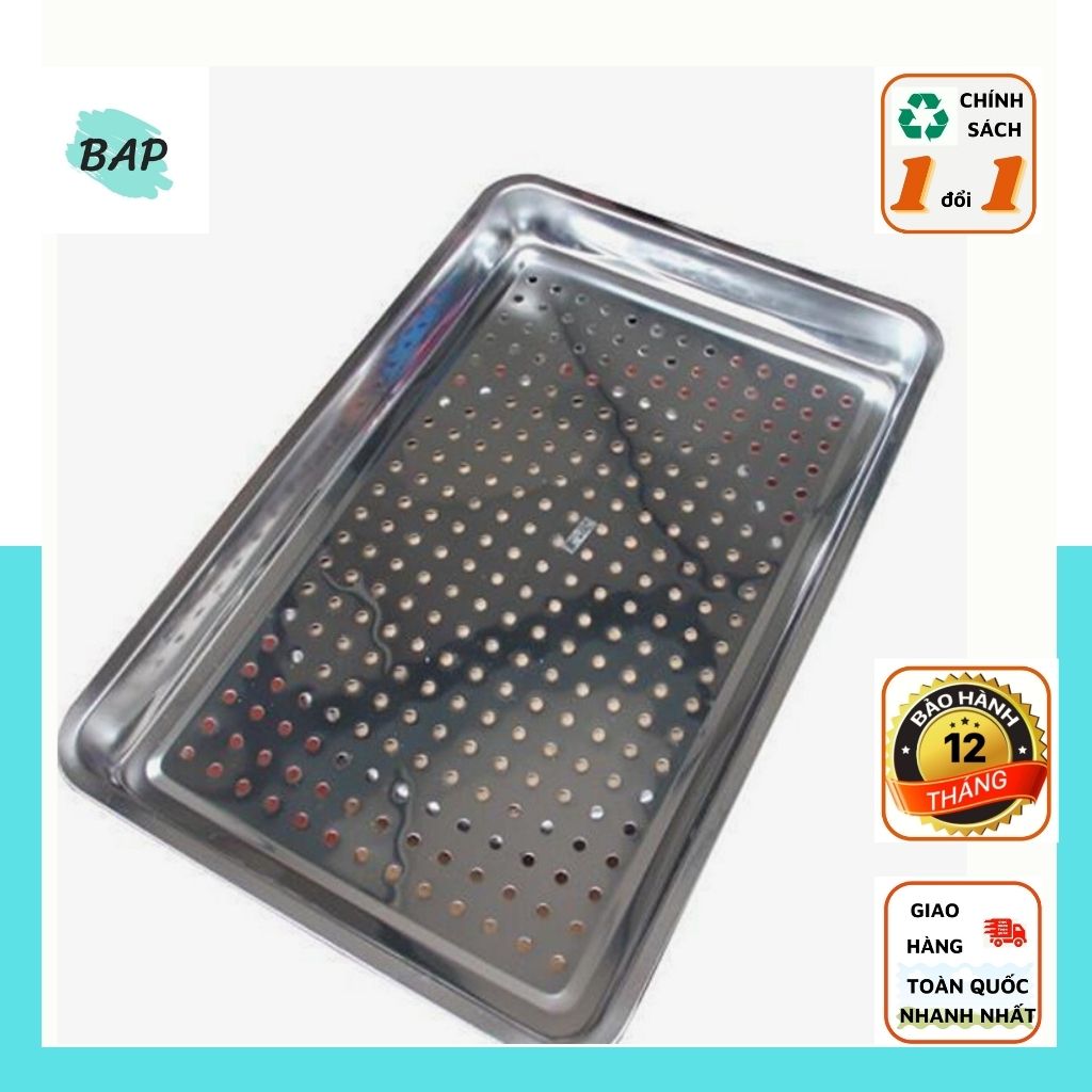 Khay inox có lỗ hấp đa năng hấp bánh bao 40*60