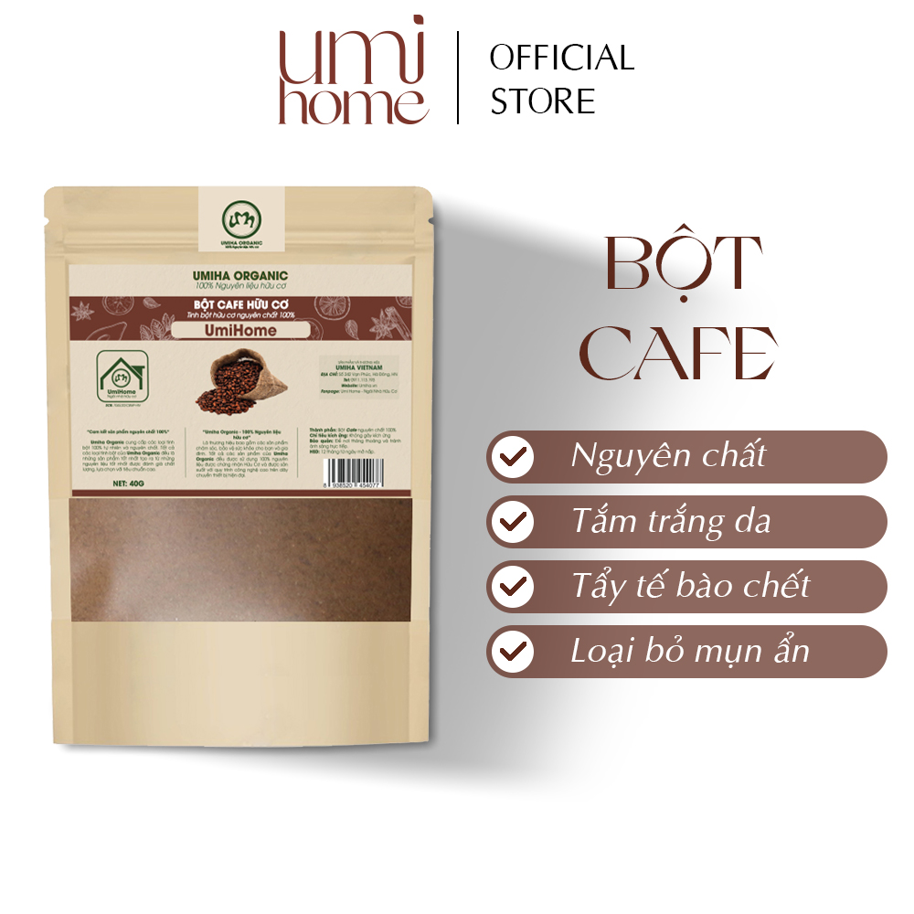 Bột Cafe hữu cơ UMIHOME nguyên chất 40g | Coffee powder 100% Organic