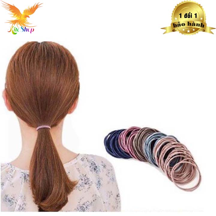 Set 10 Dây Thun Cột Tóc, Chun Buộc Tóc Trơn Phong Cách Hàn Quốc Nhiều Màu Tiện Lợi