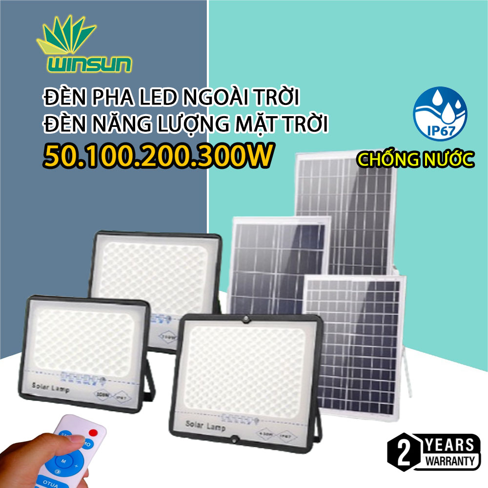 Đèn pha led ngoài trời, đèn năng lượng mặt trời 50w,100w,200w,300w vỏ nhôm bảo hành 1 năm