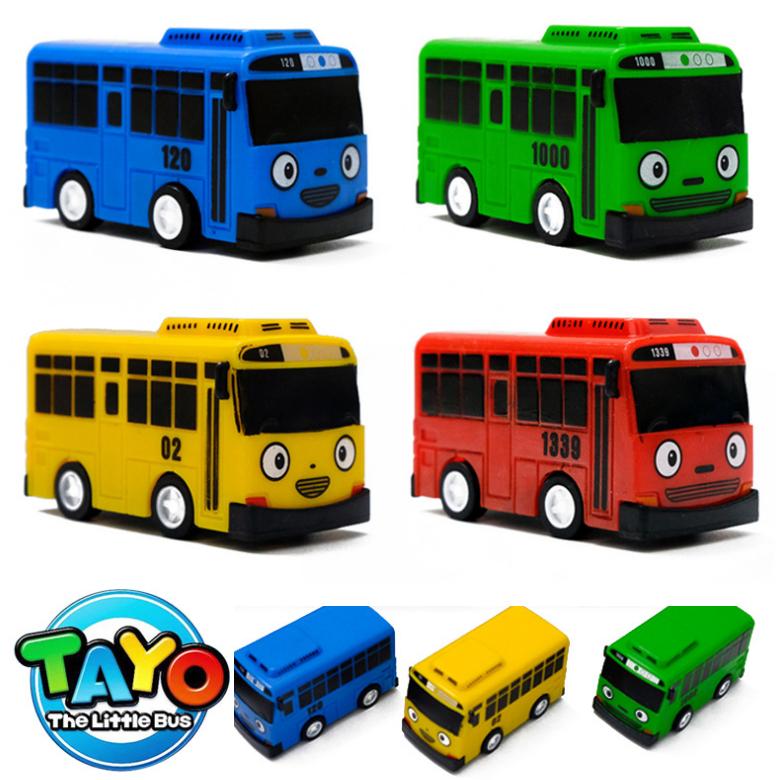 Bộ 4 xe ô tô buýt mini Tayo The little bus - Đồ chơi trẻ em xe chạy bằng cót