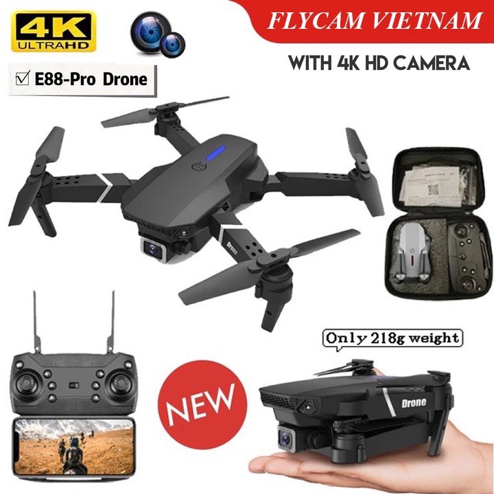 Flycam e100 pro drone 4k hd camera pin khỏe bay xa 200m máy bay mini giá rẻ