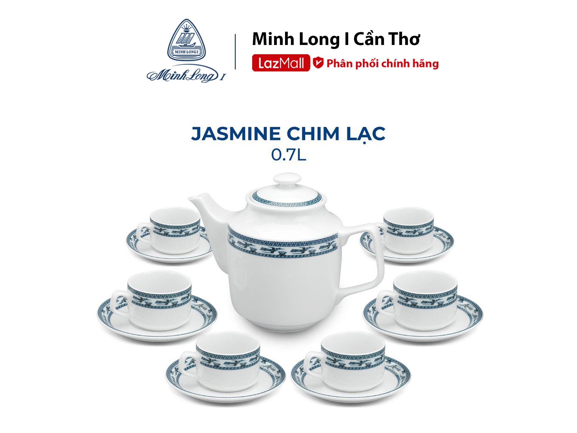 Bộ ấm trà 0.7 l - jasmine - chim lạc - gốm sứ cao cấp minh long i