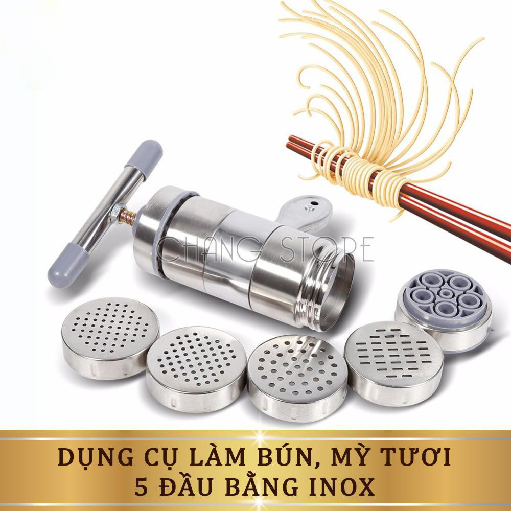 Máy Làm Bún Tươi Mỳ Sợi 5 Đầu Cắt Inox - Dụng cụ làm bún tươi mì tươi bánh canh tại nhà tiện dụng - Khuôn Làm Bánh Lọt Dụng Cụ Làm Bún Mì Tươi 5 Đầu Inox Cao Cấp SIÊU GIẢM GIÁ 2 NGÀY CUỐI