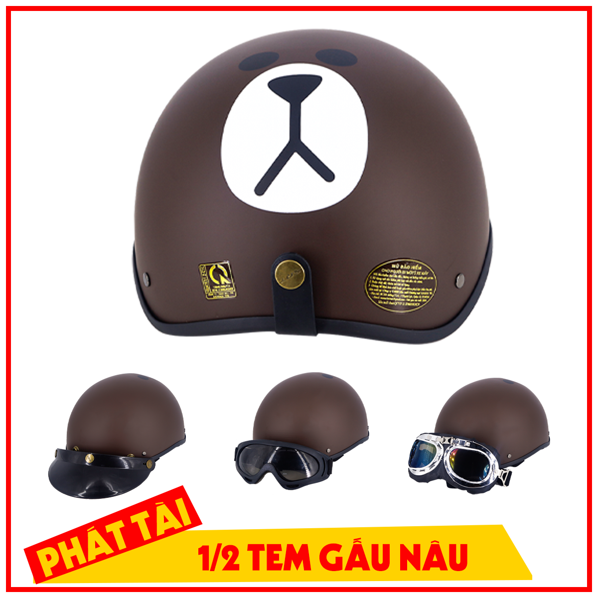 Mũ bảo hiểm hình gấu (Nâu),Sản Phẩm Chất Lượng, Gian Hàng Uy Tín, Giá Cả Cực Tốt, Mua Ngay.