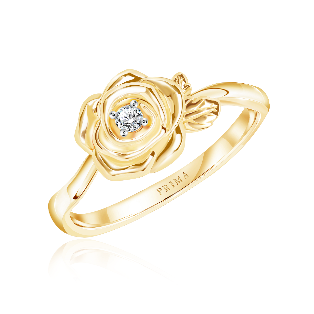 Prima nhẫn kim cương - vàng 9k - bst rosanna - hoa hồng kiêu sa - 991r5083
