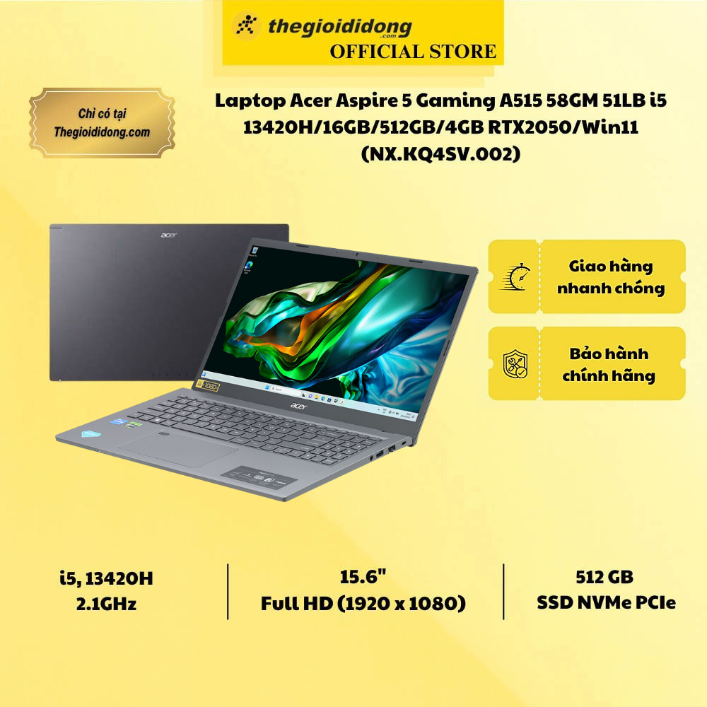 Laptop Acer Aspire 5 A515 58GM 51LB i5 13420H (NX.KQ4SV.002)/Xám