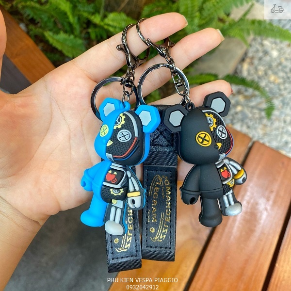 Móc khóa gấu bearbrick robot loại cao cấp có móc dây